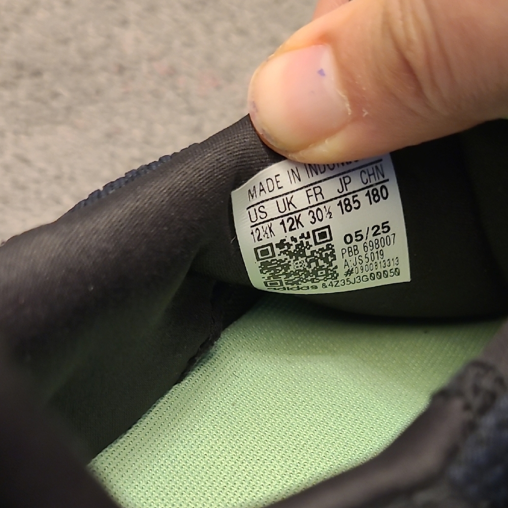 Adidas Kids Black Sneakers with Neon Green & Blue Accents - Picture 7 of 7